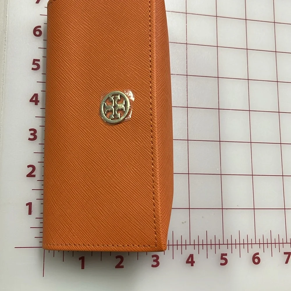 TORY BURCH Signature Logo Embellished Orange Eyeglass/Sunglass Case w/ Pouch
